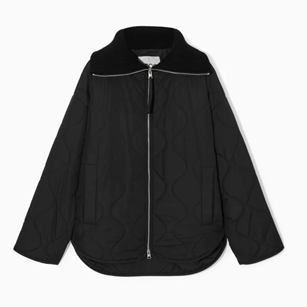 COS oversized knitted collar quilted jacket XS